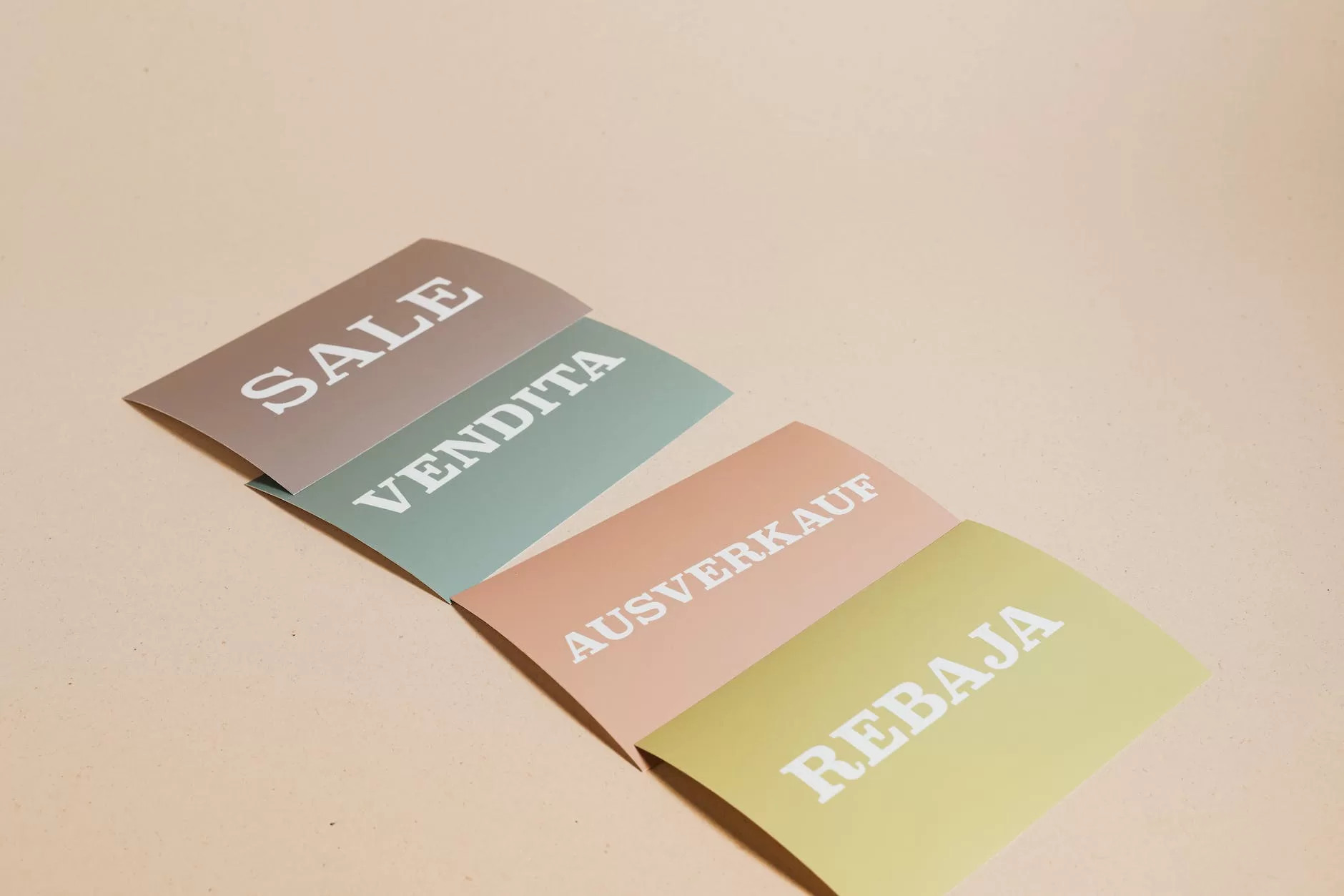 sale cards on beige background