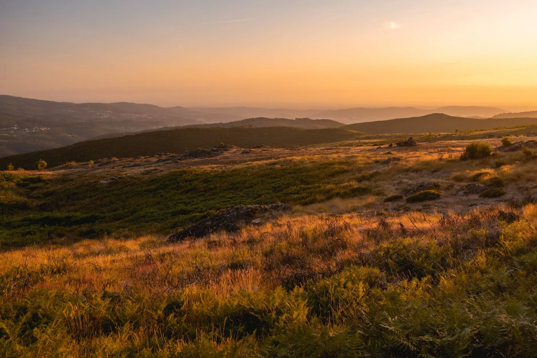 sunset at the mountains in albergaria da serra portugal