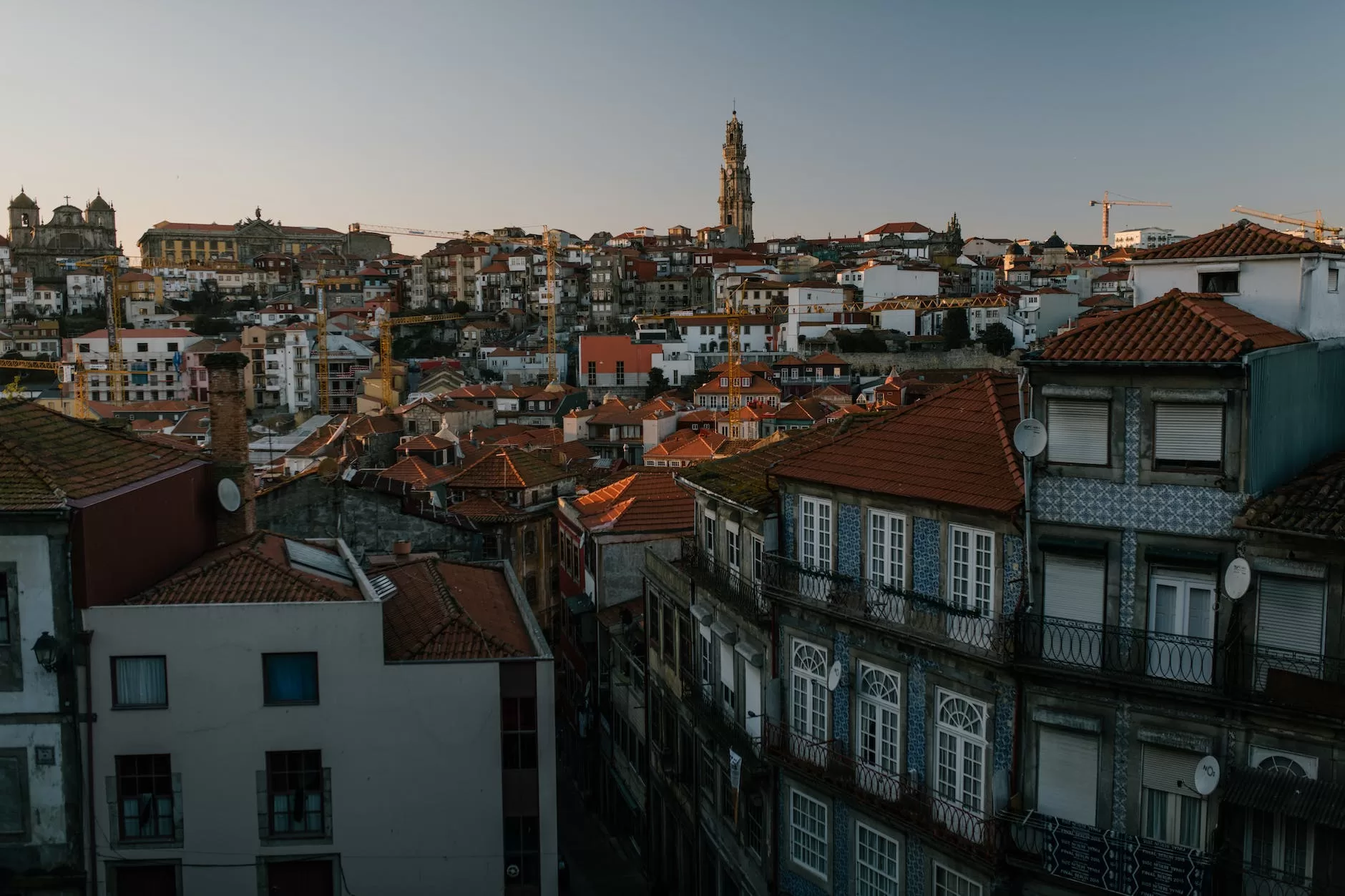 exploring buildings in a town in porto