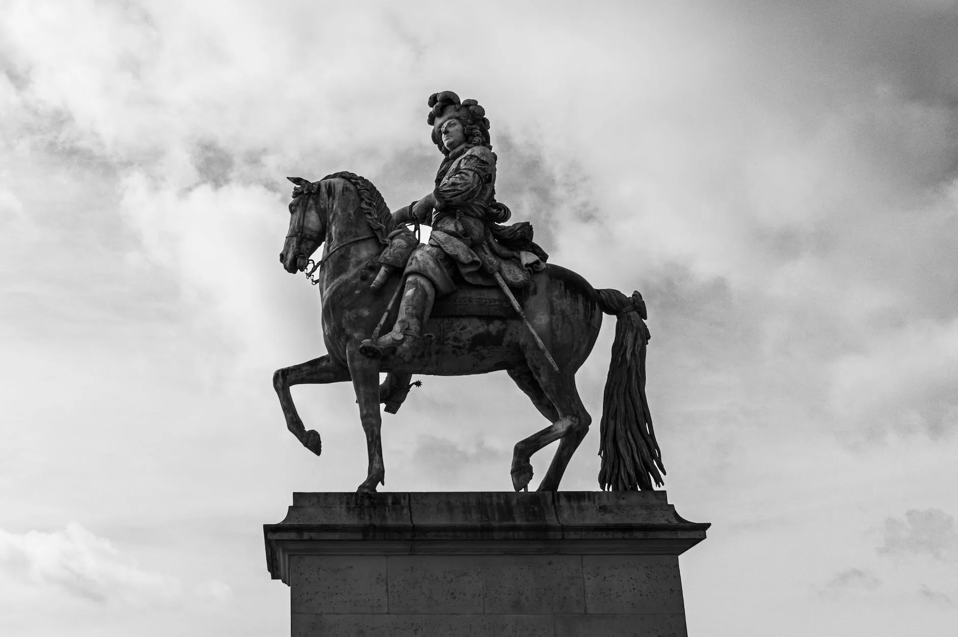 low angle shot the equestrian statue of louis xiv in versailles france