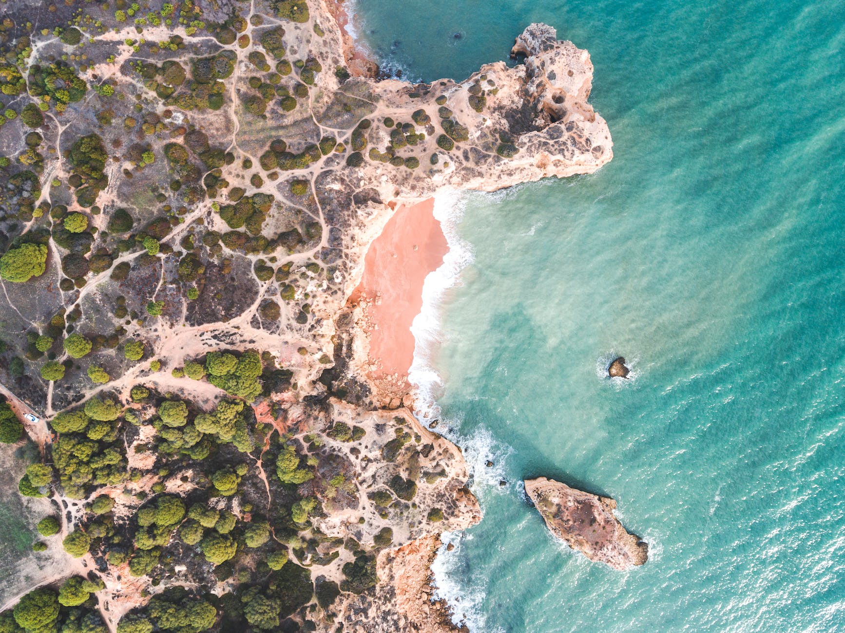 bird s eye view of a beach Algarve Region of Portugal