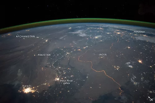 India-Pakistan Border at Night