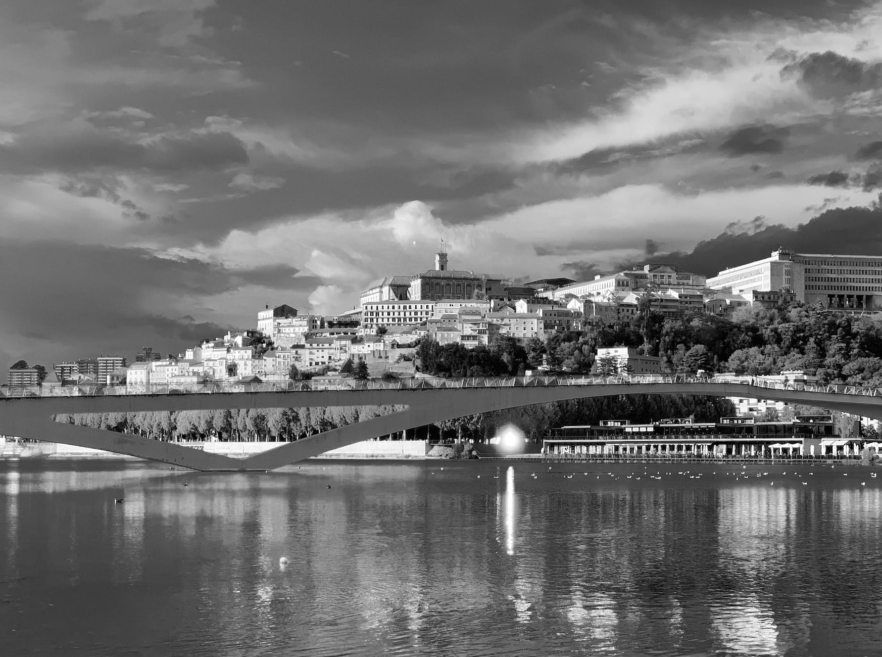 pedro and ines footbridge in coimbra portugal