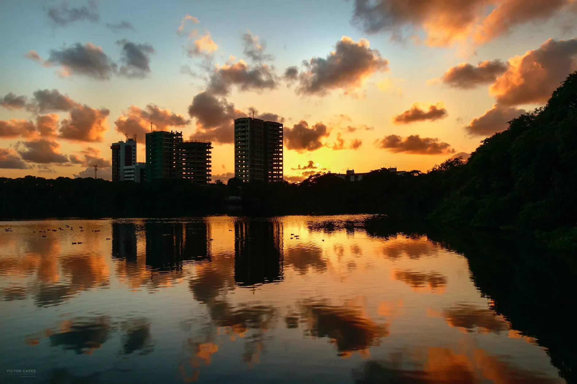 light city dawn sunset view with you travel to south america