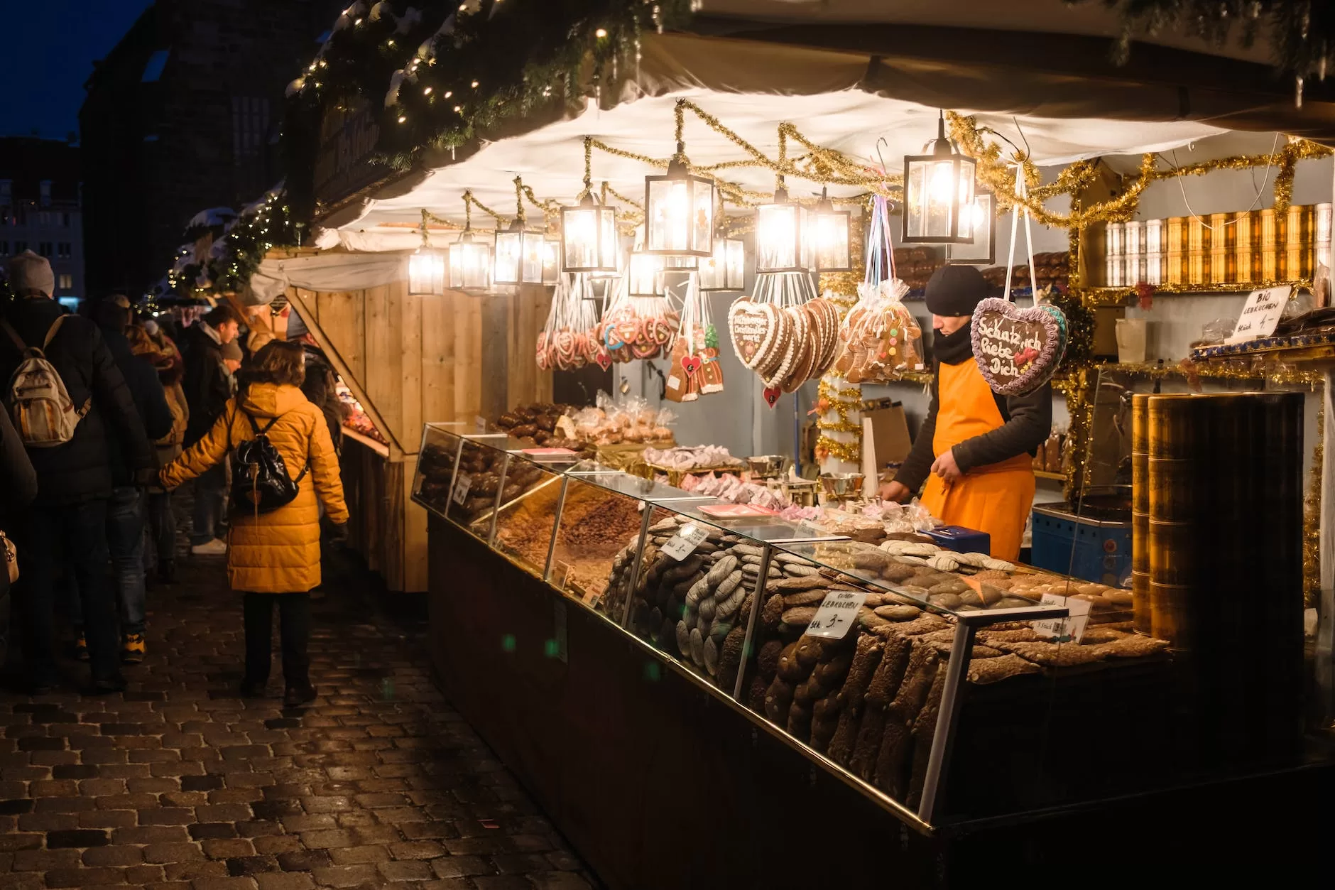 christmas market with gingerbreads in nuremberg