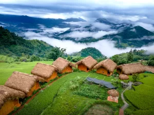 a beautiful view of hoang su phi lodge where you can connect with nature