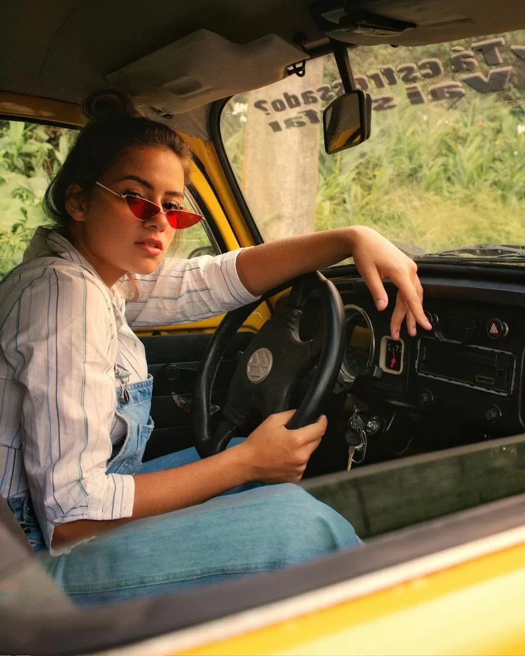 woman riding inside car