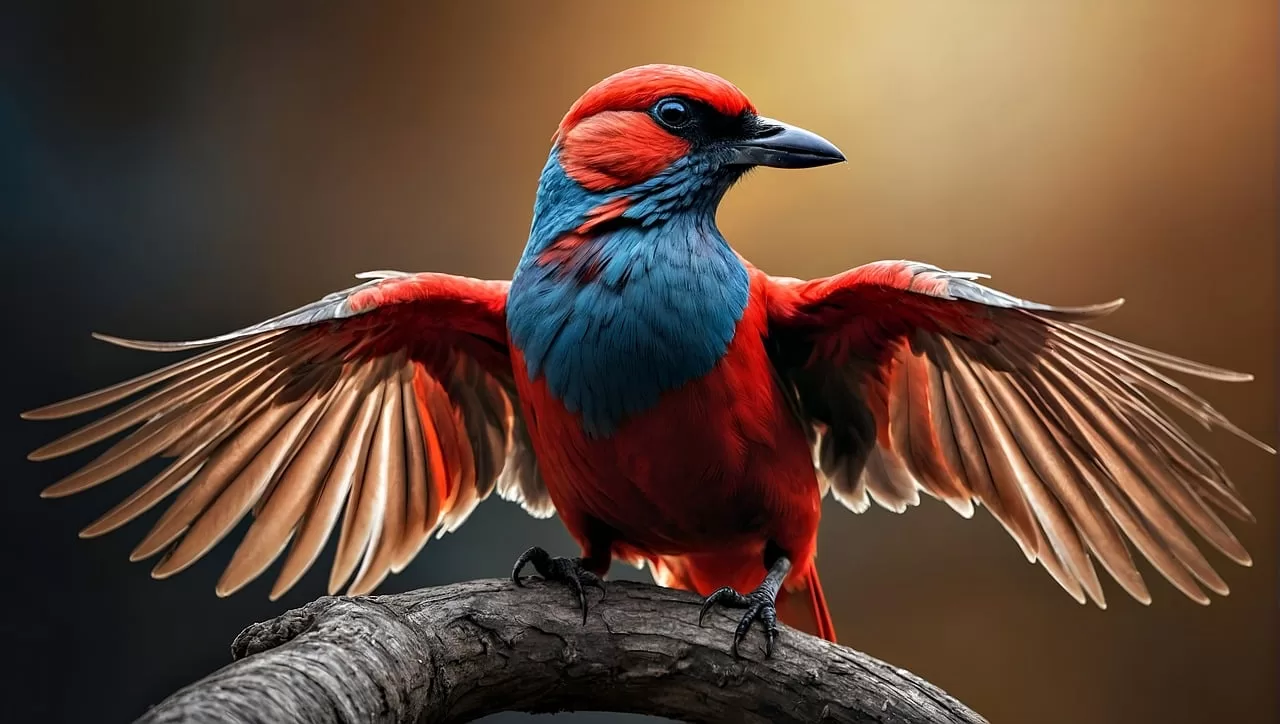 bird, multicoloured, wing