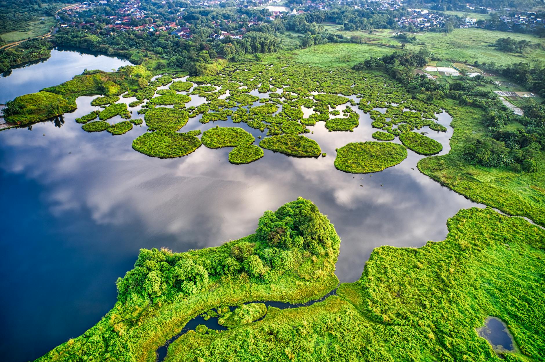 landscape photography of green islands