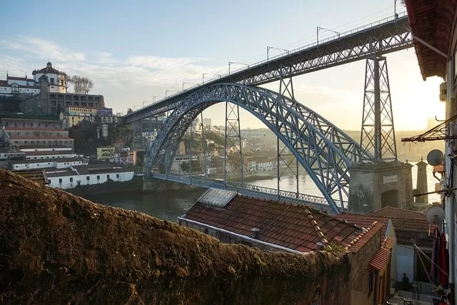 bridge, city, river